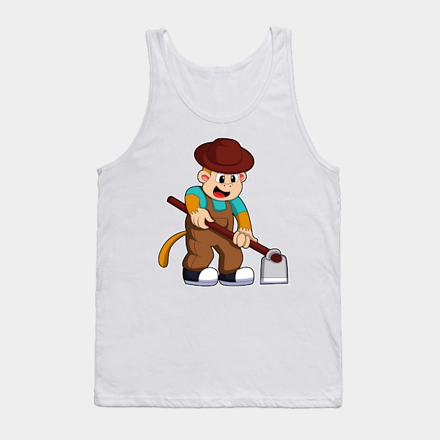 Monkey at Farmer with Rake Tank Top by Markus Schnabel